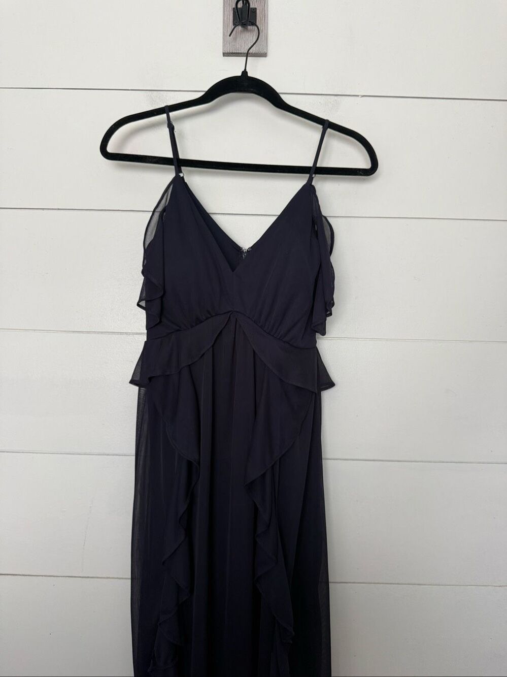 Express Women’s Small Navy Ruffle Tiered Maxi Dress